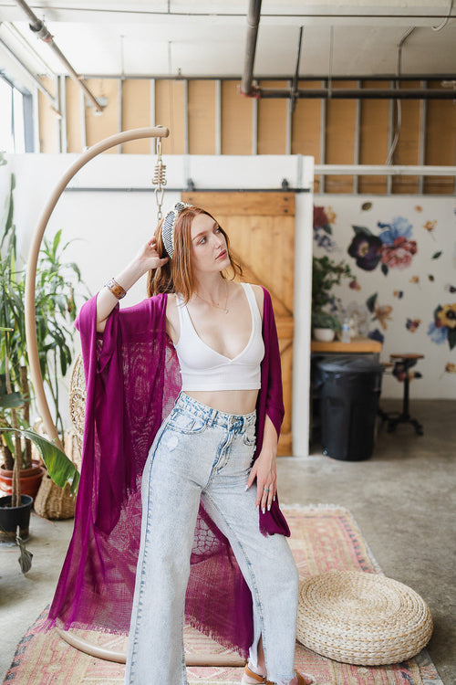 Kimonos con ribetes deshilachados.