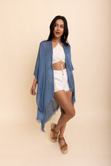 Sun-kissed Breeze Frayed Trim Kimono