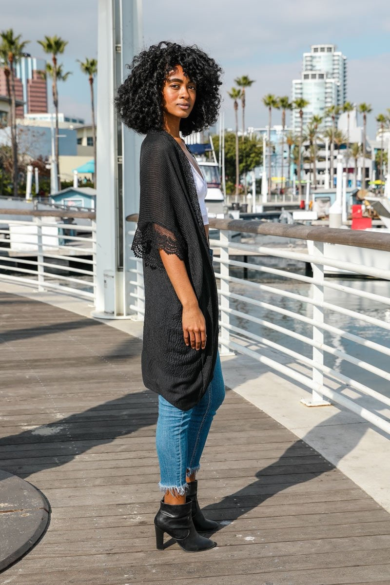 Lace Trim Kimono