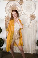 Sunshine Lace Trim Kimono