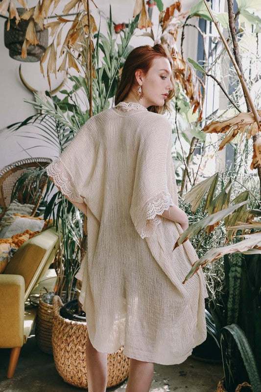 Lace Trim Kimono
