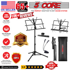 5Core Music Stand For Sheet Music Portable Tripod Adjustable Folding