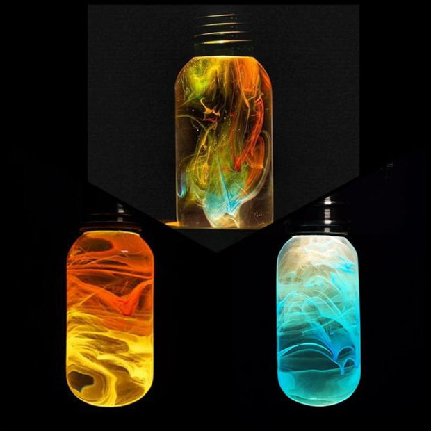 LED Light Bulb Lamp with Wooden Base - Colorful Swirl Gradient Design