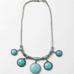 Turquoise Charm Link Necklace – Silver Pendant with Turquoise Stones