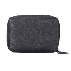 Cartera de piel unisex hecha a mano con compartimento con cremallera