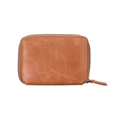 Cartera de piel unisex hecha a mano con compartimento con cremallera