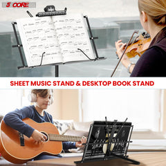 5Core Music Stand For Sheet Music Portable Tripod Adjustable Folding