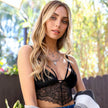 Velvet Lace Bralette with Strappy Design and Floral Lace Detailing