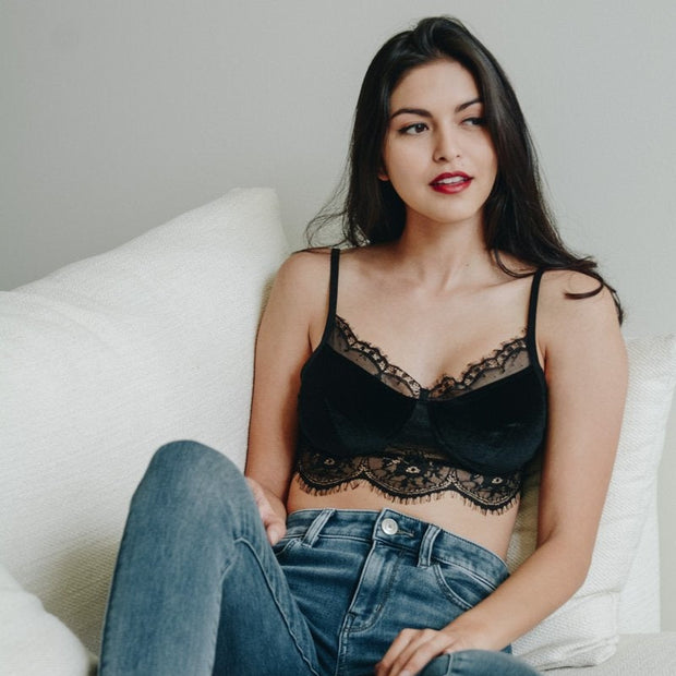 Camisola de encaje de terciopelo S/M/L.