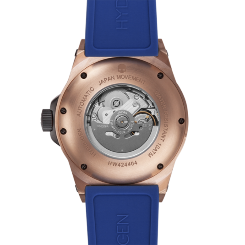 Montre en or rose bleu