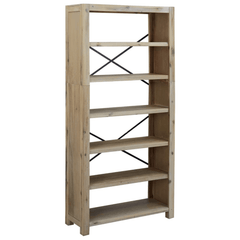 vidaXL 6-Tier Bookcase 31.5"x11.8"x66.9" Solid Wood Acacia