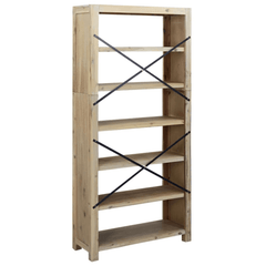 vidaXL 6-Tier Bookcase 31.5"x11.8"x66.9" Solid Wood Acacia