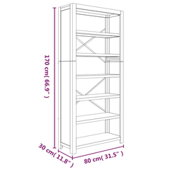 vidaXL 6-Tier Bookcase 31.5"x11.8"x66.9" Solid Wood Acacia