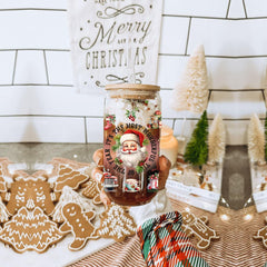 Vintage Christmas Glass Tumbler With lid & Straws