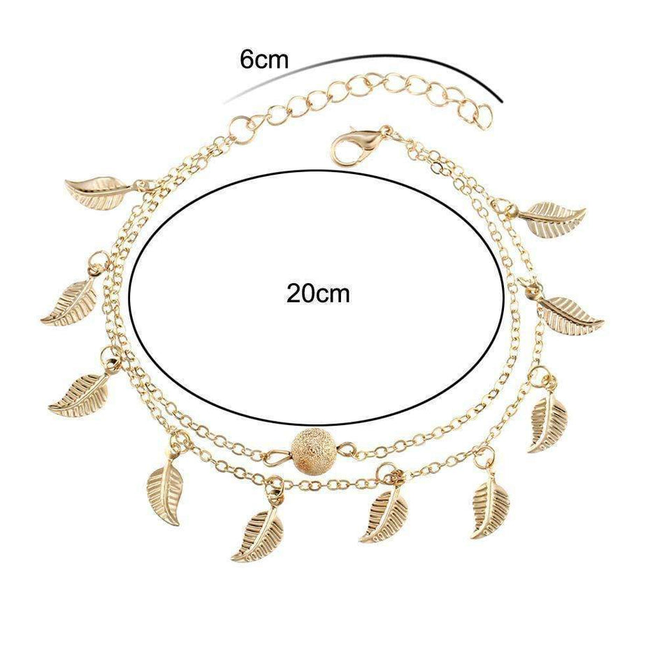 Bracelet de cheville à plumes double couche