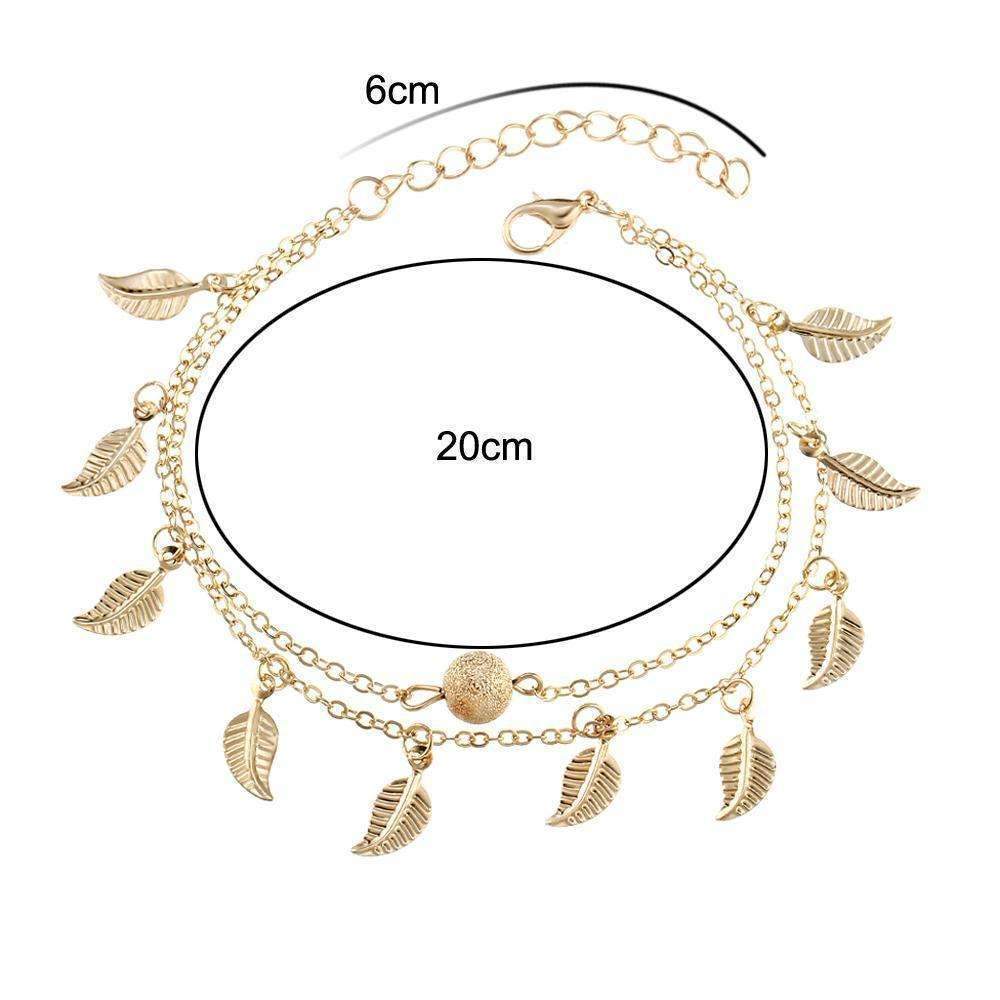Bracelet de cheville à plumes double couche