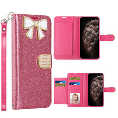 KIKO Ribbon Bow Crystal Diamond Flip Wallet Case for iPhone 13 Pro Max