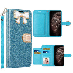 KIKO Ribbon Bow Crystal Diamond Flip Wallet Case for iPhone 13 Pro Max