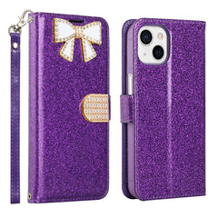 KIKO Ribbon Bow Crystal Diamond Flip Wallet Case for Apple iPhone 13