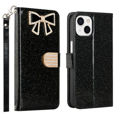 KIKO Ribbon Bow Crystal Diamond Flip Wallet Case for Apple iPhone 13