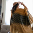 Boho Gradient Shawl Poncho Fringe Hem Warm Wrap Cardigan