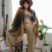 Boho Gradient Shawl Poncho Fringe Hem Warm Wrap Cardigan