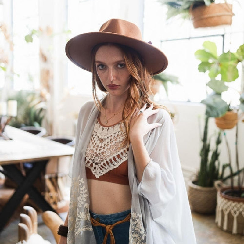 Women Wide Brim Hat Adjustable Strap Stylish Summer Hat