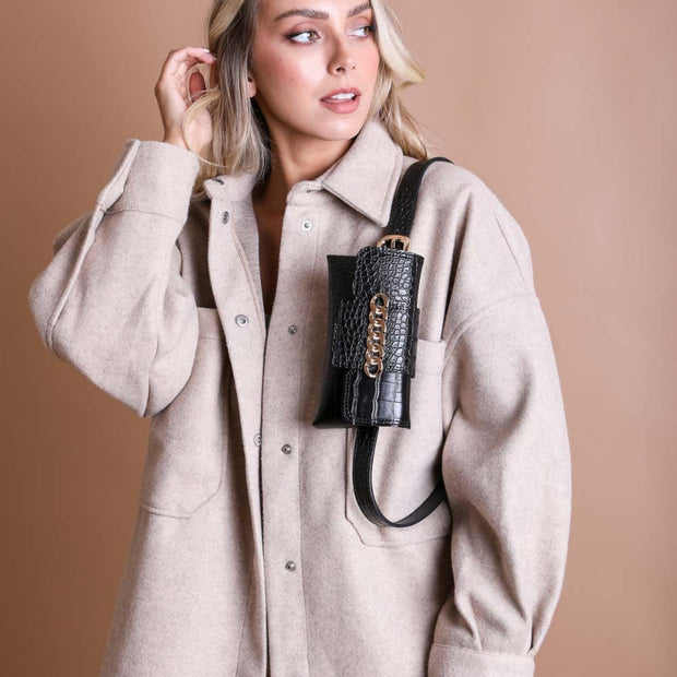 Mini Crossbody Phone Bag Leather Look Adjustable Strap Women