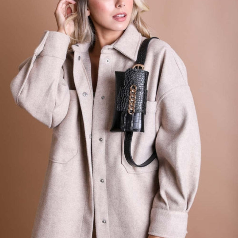 Mini Crossbody Phone Bag Leather Look Adjustable Strap Women