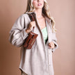 Mini Crossbody Phone Bag Leather Look Adjustable Strap Women