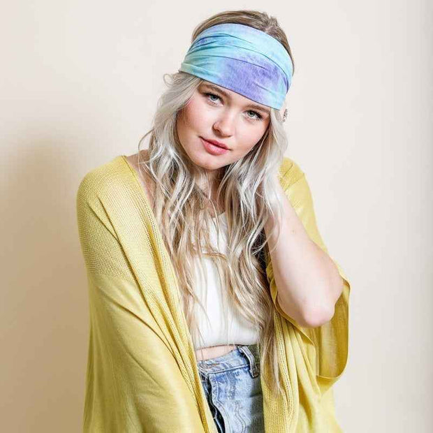 Multicolor Tie Dye Headband Stretch Fabric Hair Band