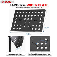 Atril de partituras portátil de 5 núcleos con trípode ajustable y plegable