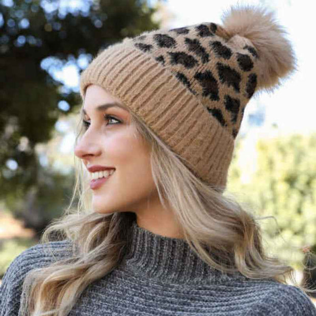 Leopard Knit Beanie