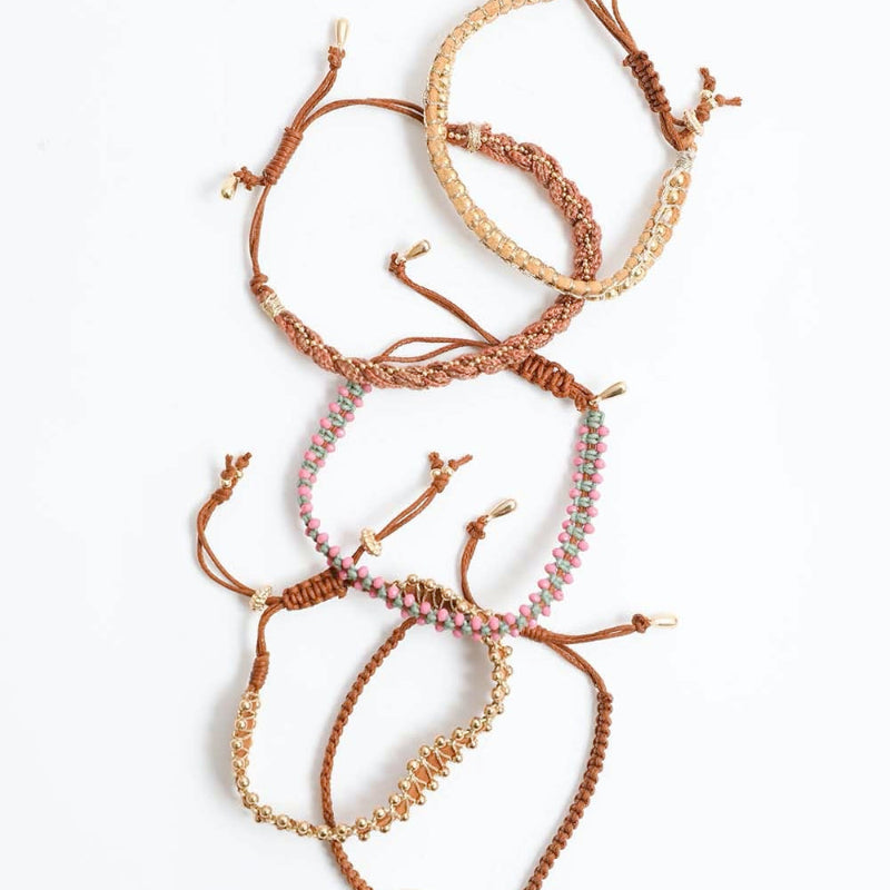 Gold Layered Charm Bracelet Set for Women Adjustable Boho Jewelry